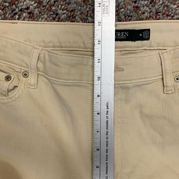 Lauren Ralph Lauren Tan Stretch Denim High Rise Straight Leg Jeans Size 18 - Picture 10 of 12